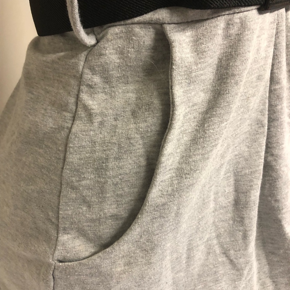 0 FLUX Strapless Gray Empire Waist Mini Dress Pockets stretch Belt 90’s Y2K Sz S - Picture 4 of 7